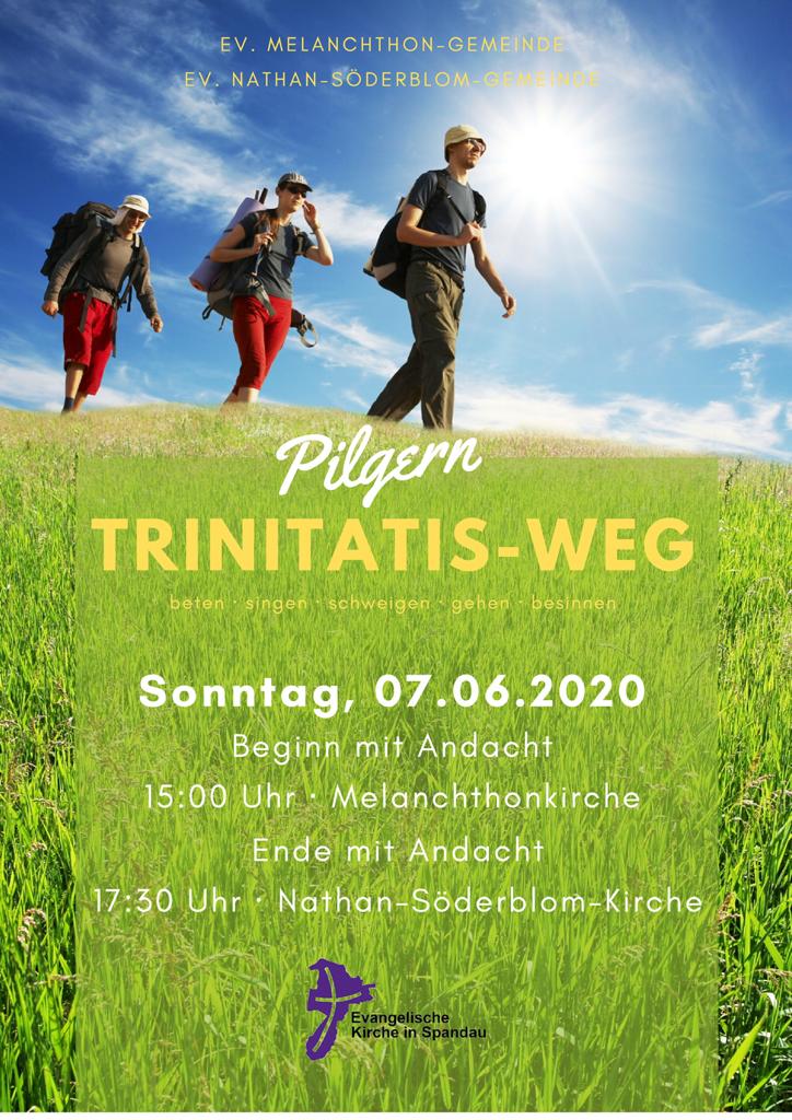 Die Evangelische Melanchthon-Gemeinde und die Evangelische Nathan-Söderblom-Gemeinde pilgern den Trinitatis-Weg. Sonntag, 07.06.2020. Beginn mit Andacht um 15:00 Uhr in der Melanchthonkirche. Ende mit Andacht um 17:30 Uhr in der Nathan-Söderblom-Gemeinde.